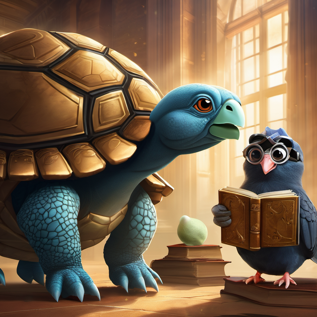 Whimsical / kids vibe - tortoise and bird